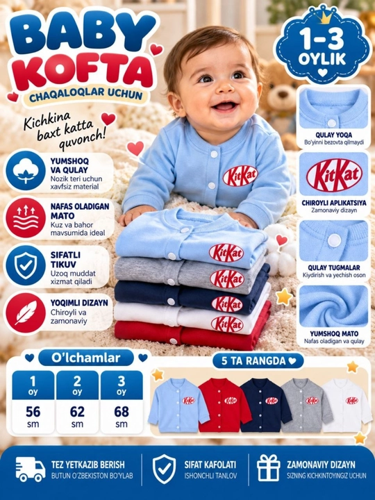 Кофта для новорожденных, 0-3 месяца - 