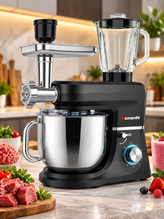 Planetar Mikser 1700 Vt, 7 L, 6 Tezlik, Blender va Go‘sht Maydalagich, Bemonde BM1003