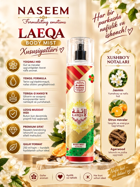 Спрей для тела Lamsa Naseem Body Mist 250 мл - 