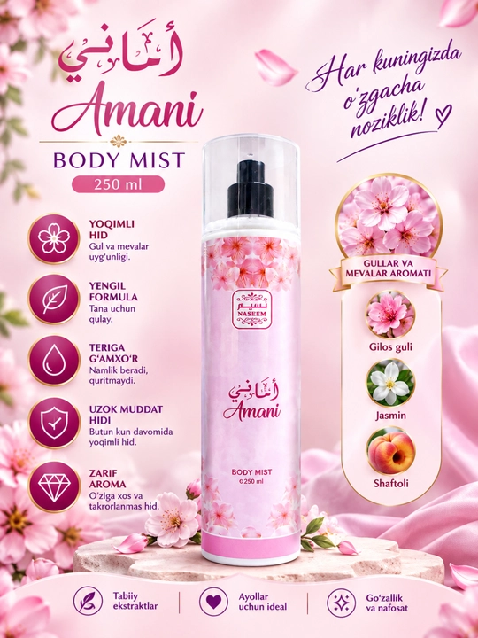 Спрей для тела Lamsa Naseem Body Mist 250 мл - 
