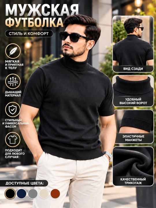 Erkaklar uchun yoqali amerikacha kardigan, kalta yengli futbolka, quyidagi o‘lchamlar mavjud: M,L,XL