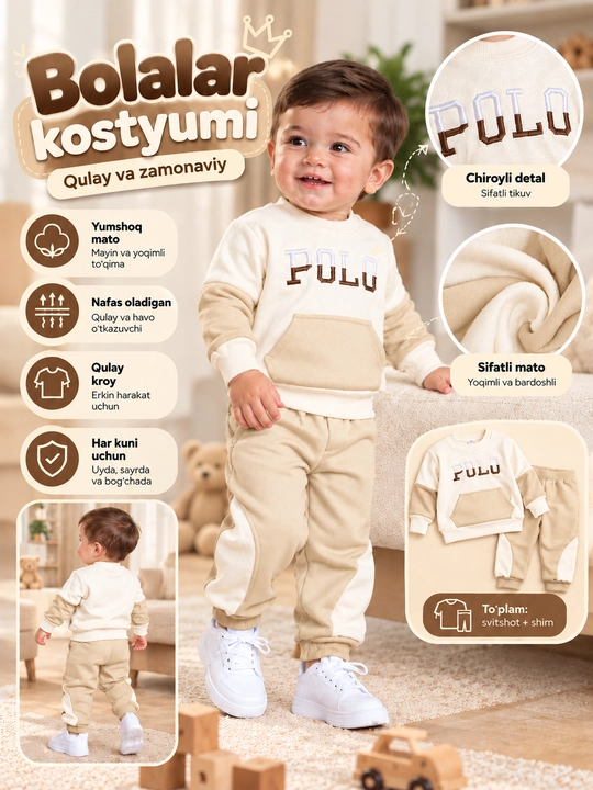 Bolalar uchun qulay va zamonaviy kostyum - 
