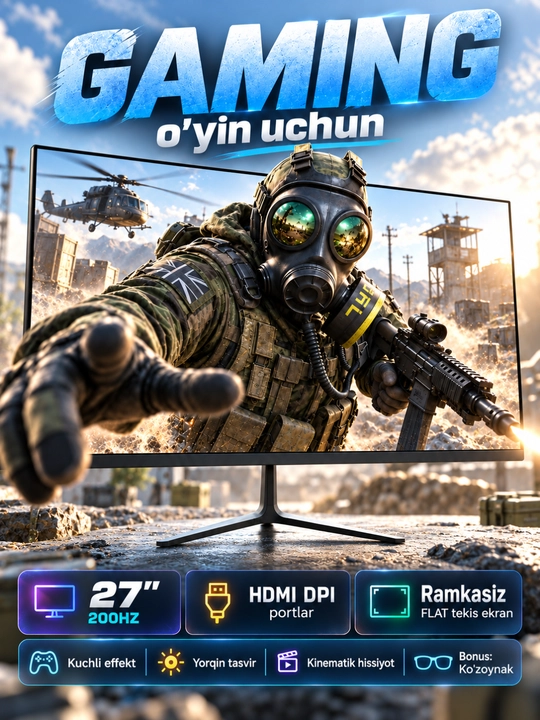Ekran MATRIX 19/22/24/27/32 dyuym, IPS Full HD, ofis va o‘yinlar uchun