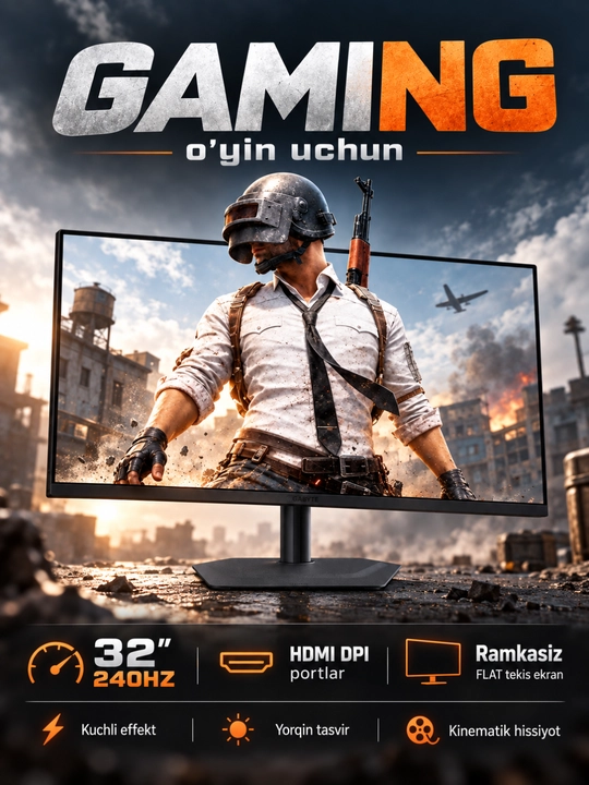 Ekran MATRIX 19/22/24/27/32 dyuym, IPS Full HD, ofis va o‘yinlar uchun