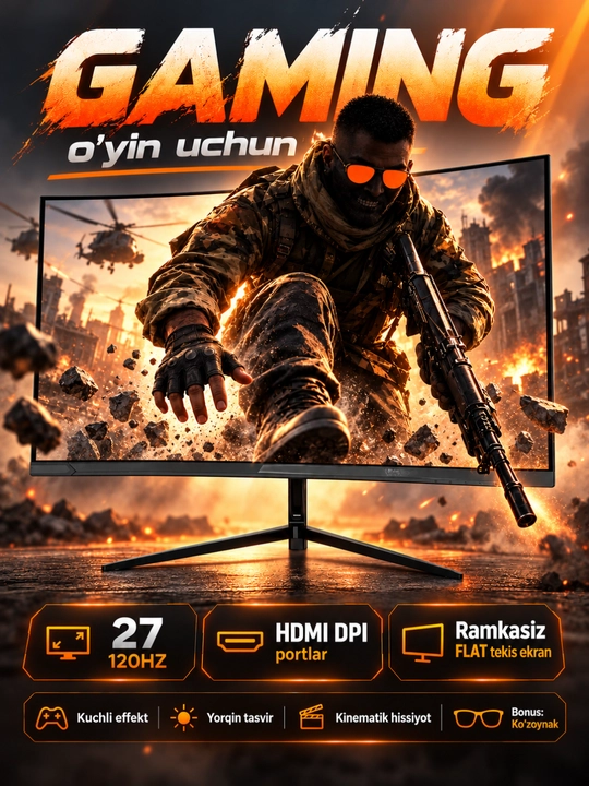 Ekran MATRIX 19/22/24/27/32 dyuym, IPS Full HD, ofis va o‘yinlar uchun