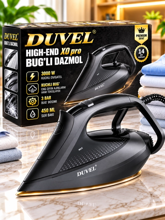 DUVEL XO Pro Bug‘li Dazmol 3000 Vt 450 ml Suv Idishi Keramik Taglik
