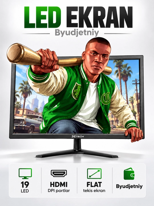 Ekran MATRIX 19/22/24/27/32 dyuym, IPS Full HD, ofis va o‘yinlar uchun