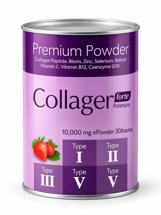 Коллаген FORTE для лица и волос  Collagen Forte 10000 мг порошок 30 саше клубничный вкус - 