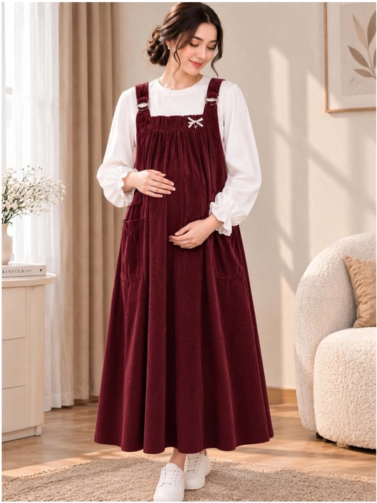 Homiladorlar uchun sarafanlar Keng qulay sarafan mikrovilvet matoli, koftasi bilan. 160 sm - 