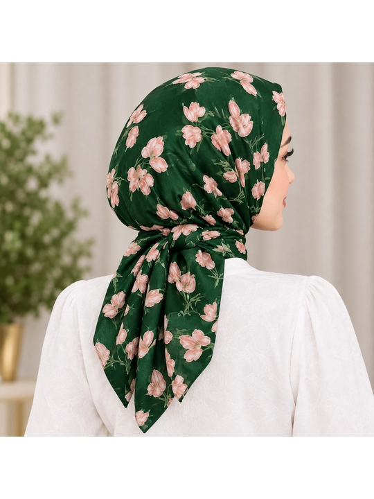 Ayollar ro‘moli, 105×105 sm, gulli, hijob uchun kvadrat ro‘mol