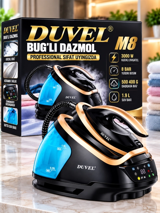 Duvel m8 bug‘li dazmol 3000 w 8 bar 1 9 l suv baki keramik taglik sensorli boshqaruv