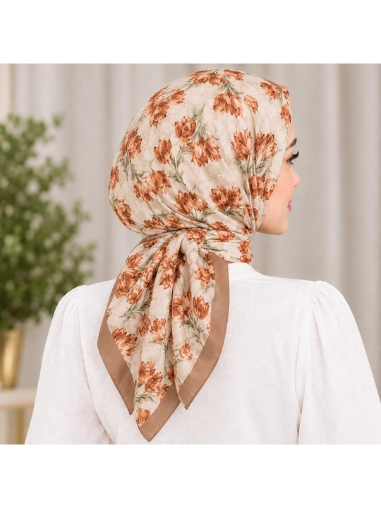 Ayollar ro‘moli, 105×105 sm, gulli, hijob uchun kvadrat ro‘mol