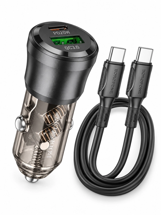 BOROFONE BZ25 Journey avtomobil zaryadlagichi, 38W, USB-A + USB-C, Type-C kabel 1 m