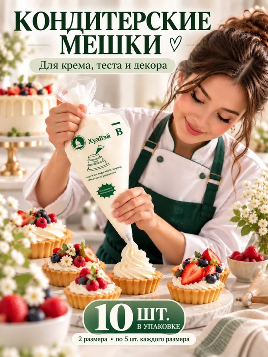 Qandolat paketlari, krem uchun, bir martalik, 10 dona