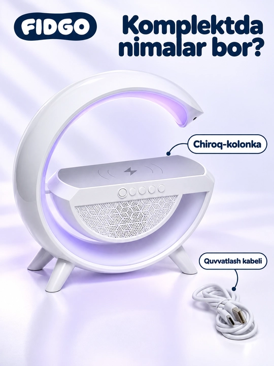 Tungi chiroq, radio va budilnikli aqlli kolonka