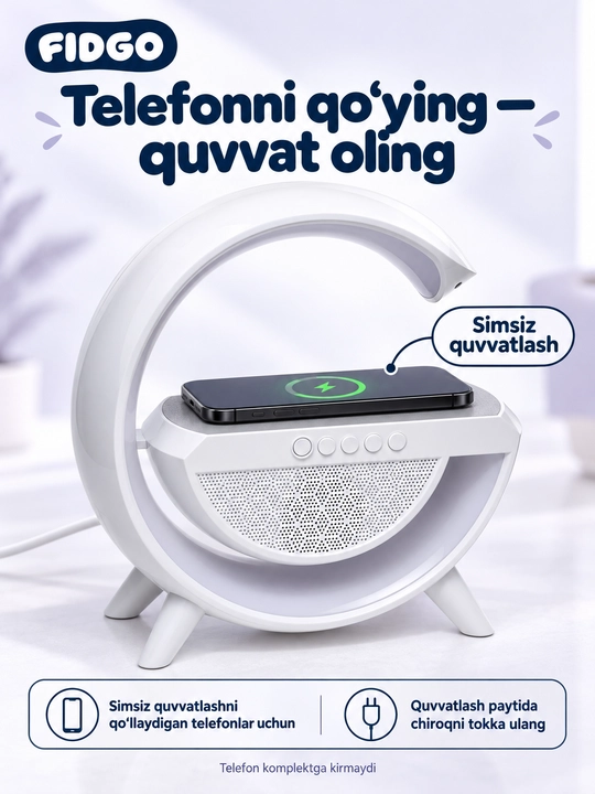 Tungi chiroq, radio va budilnikli aqlli kolonka