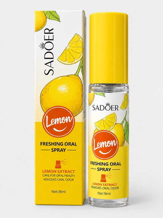 Sadoer limon og‘iz bo‘shlig‘i uchun xushbo‘ylantiruvchi sprey, og‘iz hidini ketkazuvchi chayish vositasi, 18 ml