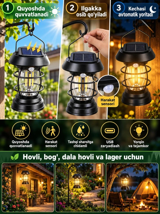 Солнечный LED-фонарь с датчиком движения