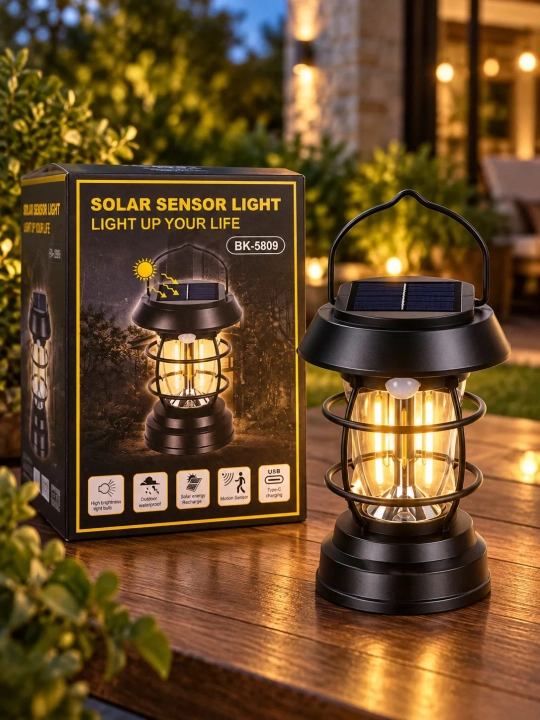 Quyosh energiyasida ishlaydigan harakat sensorli LED fonar - 
