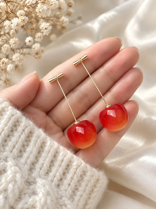 Серьги в виде вишни - 