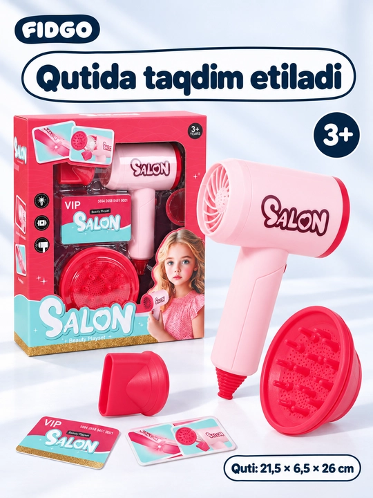 FIDGO soch turmagi va pardoz-andoz qo‘g‘irchog‘i, bolalar kosmetikasi va stilist to‘plami