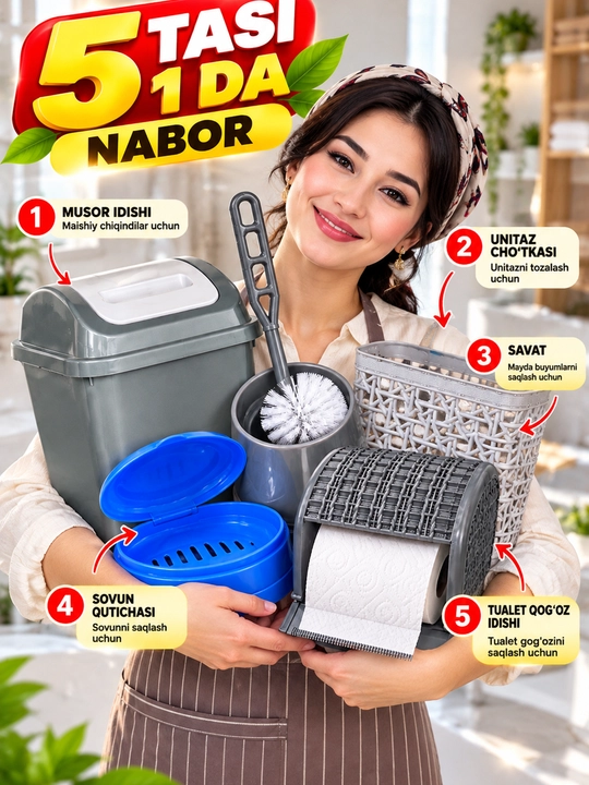 Musor chelak,tuelet paqir, nabor, 5t asi 1 da - 