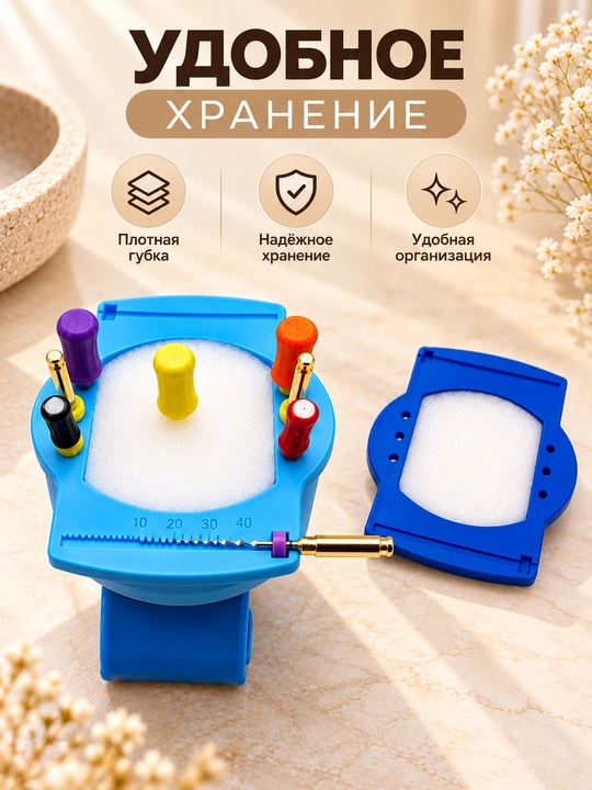 Держатель эндо иголок, файлов, с губкой, на запястье, универсальный, для эндодонтии - 