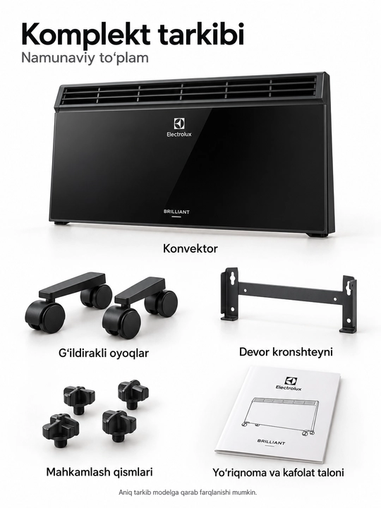 Конвектор электрический Electrolux Brilliant ECH/B-2000 E, 2000 Вт, чёрный
