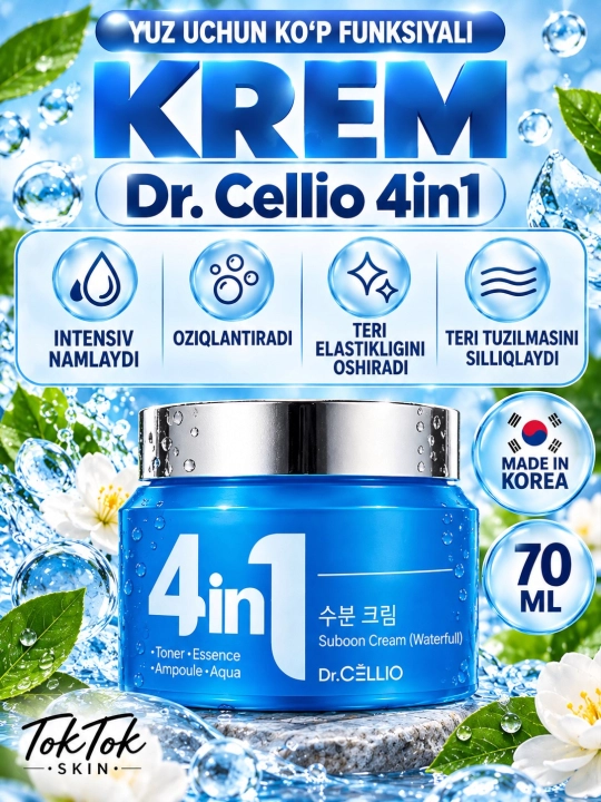 Dr.Cellio 4in1 увлажняющий коллагеновый крем + ночная маска для лица, против морщин
