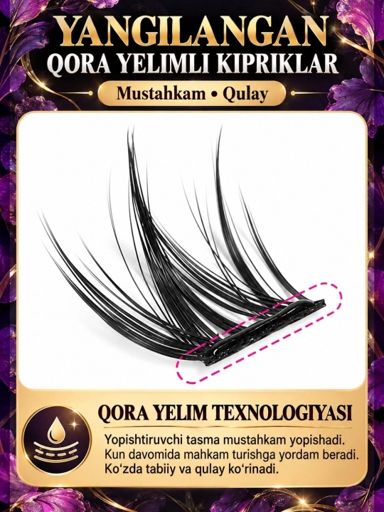 Oʻzi yopishuvchi ulama anime kipriklari, yelim talab qilinmaydi