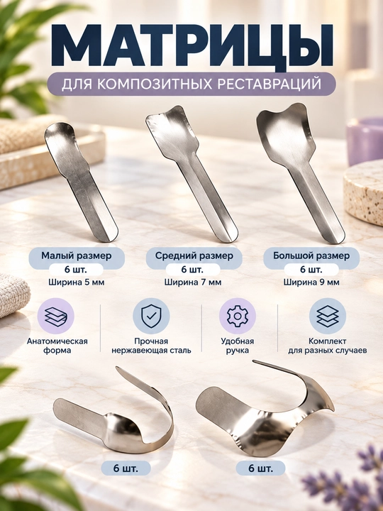 Матрицы секционные и замковые, набор с кольцом, клиньями. Для реставрации. Для билдапа