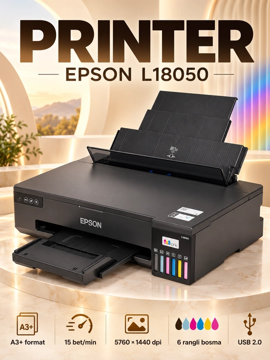 Принтер Epson L18050, цветной струйный, A3+, 6 цветов, 5760×1440 dpi, USB 2.0, 15 стр/мин - 