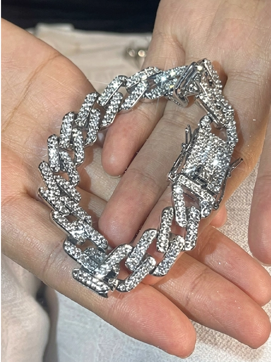 Toshli kuban zanjir braslet, iced out - 
