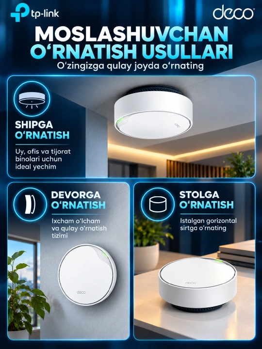 TP-Link Deco X50-PoE (3-Pack) — Mesh Wi-Fi 6 система AX3000, 2×2.5 Гбит/с, PoE