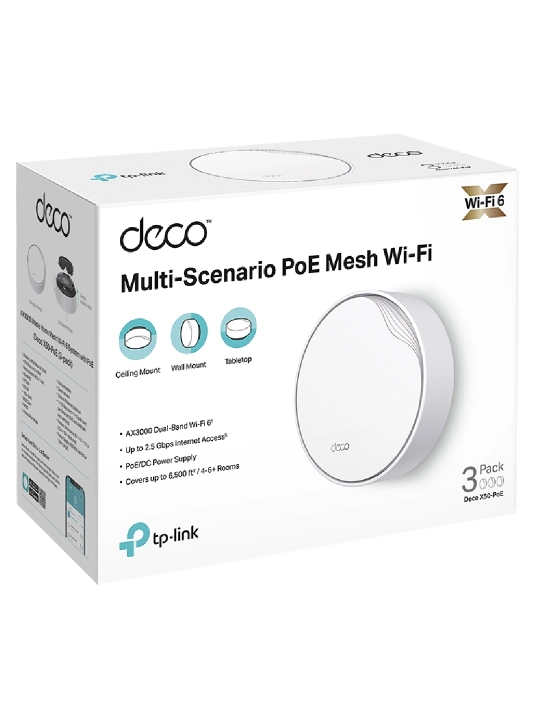 TP-Link Deco X50-PoE (3-Pack) — Mesh Wi-Fi 6 система AX3000, 2×2.5 Гбит/с, PoE