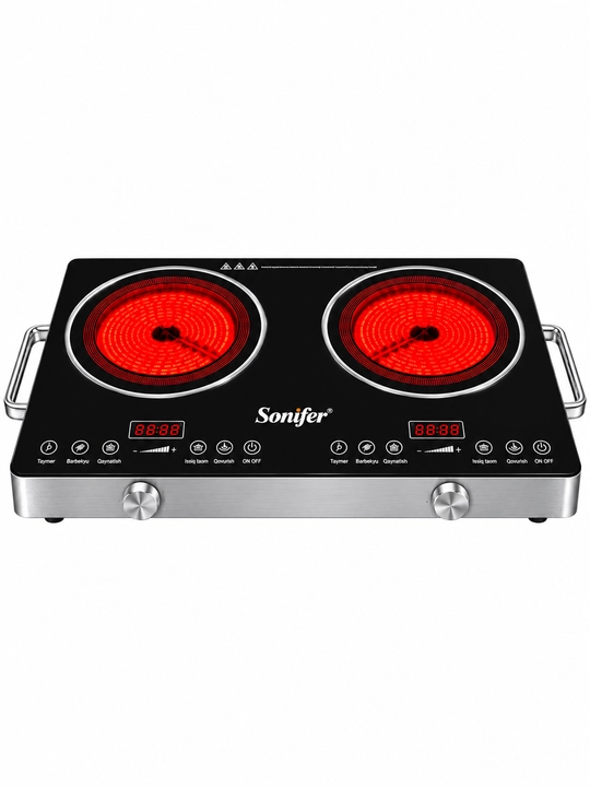 Sonifer SF 3051 Ikki Konforkali Elektr Plita 3600 Vt Sensorli Boshqaruv 650°C