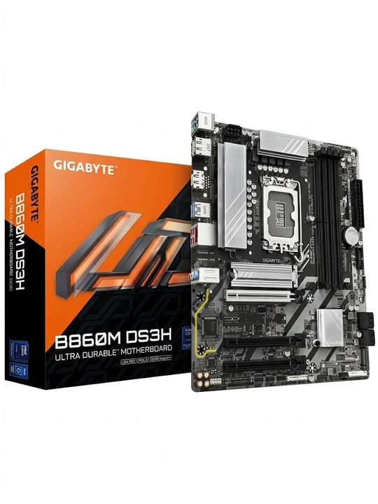 Ona plata GIGABYTE B860M DS3H, LGA 1851, 4xDDR5, PCIe 5.0, GbE LAN, mATX, kompyuter uchun