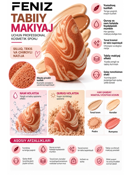 FENIZ — профессиональный спонж для макияжа Beauty Blender