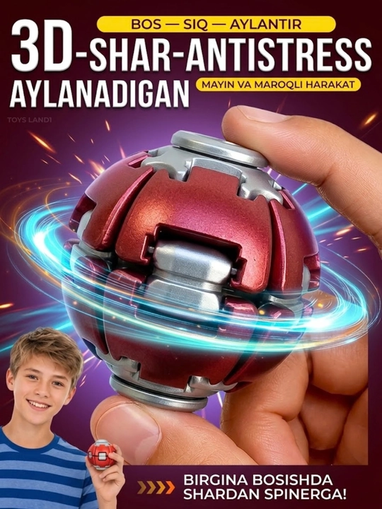 Antistress spinner bolalar uchun, 3D shar-girgirak va fidjet - 