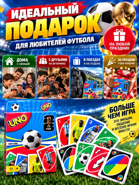 UNO - Classic, FIFA, FLIP stol usti karta o‘yini oila va do‘stlar uchun