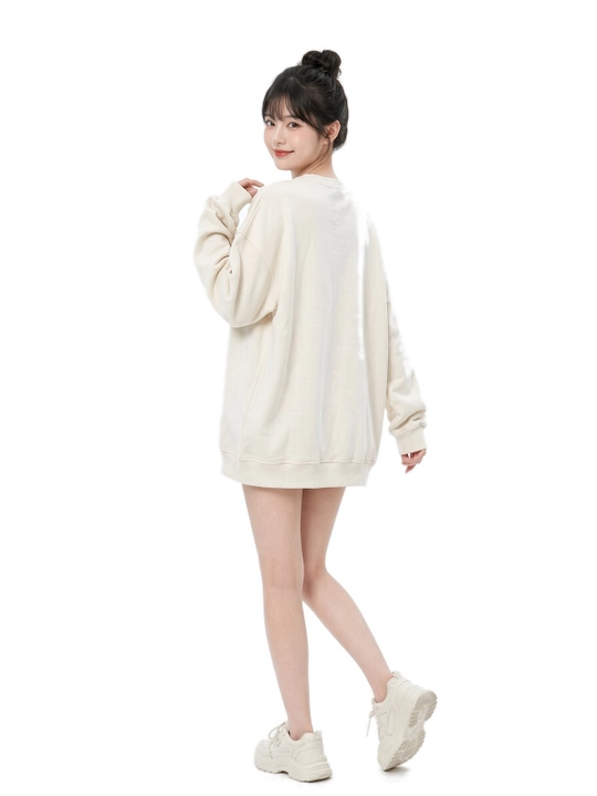 Angel bosma naqshli, sut rangli, ayollar uchun issiq oversized svitshot