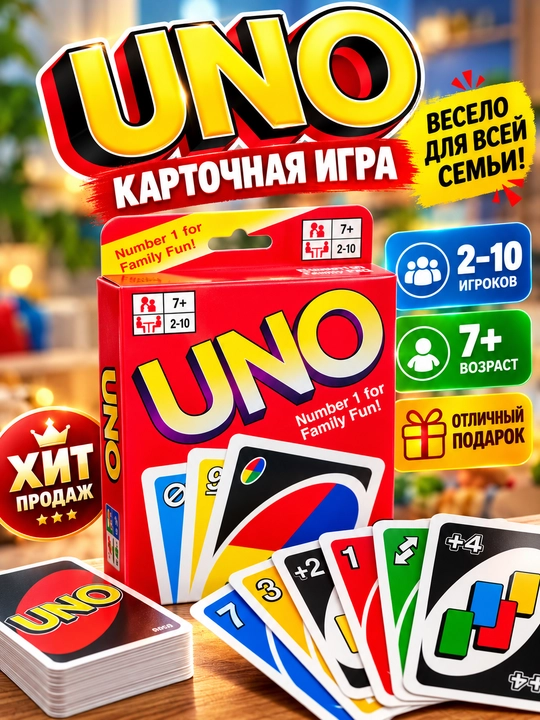 UNO - Classic, FIFA, FLIP stol usti karta o‘yini oila va do‘stlar uchun - 