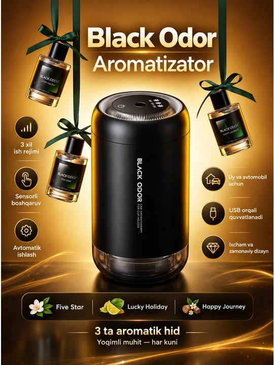 BLACK ODOR - ароматизатор для дома и автомобиля - 
