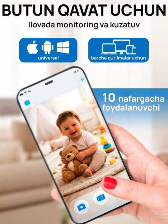 Видеоняня Wi-Fi 360°, поворотная, домашняя IP камера видеонаблюдения