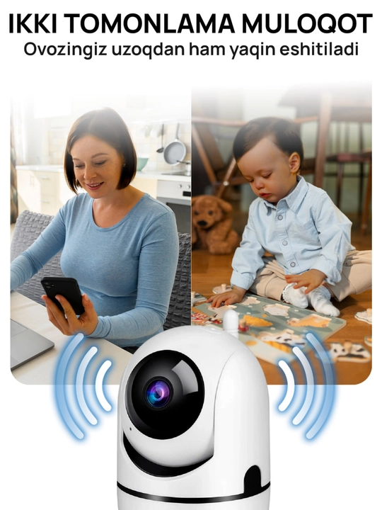 Видеоняня Wi-Fi 360°, поворотная, домашняя IP камера видеонаблюдения