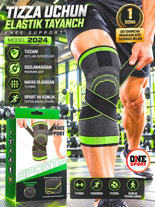 Бандаж на колено, спортивный, наколенник эластичный, с фиксирующими ремнями