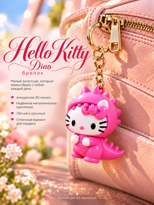 Hello Kitty 3D brelok, sumka, ryukzak va kalitlar uchun osma o‘yinchoq, 3 xil dizayn - 