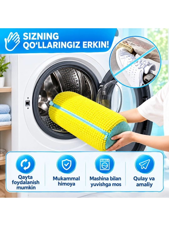 Mikrofiber kir yuvish va tozalash xaltachasi, ko‘p funksiyali himoya qopchasi - 