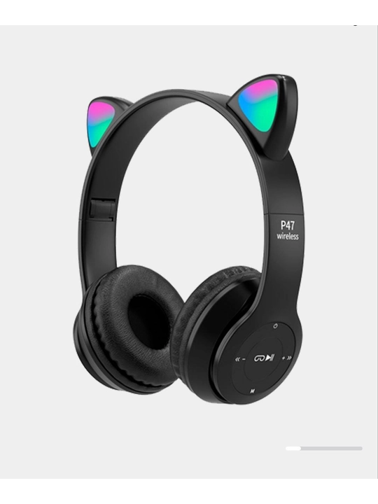 Беспроводные наушники с кошачьими ушками P47 Cat Ear, детские с LED подсветкой - 
