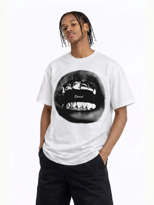 Futbolka oversize Y2K "Eternal" printli, washed vintage, 100% paxta, rap streetwear
